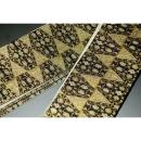 拾11293 女流・袴下帯 シルク化繊К黒地金襴亀甲鱗文様