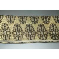 拾11293 女流・袴下帯 シルク化繊К黒地金襴亀甲鱗文様