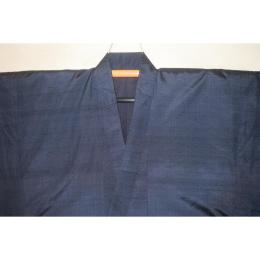 拾11263【新企画・男の弓道用高級着物】本絹米澤紬 裄70丈136К袖丈・袖付けを調整しました 藍