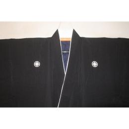 拾10380【新企画・男の弓道用高級着物】本絹羽二重 黒紋付着物 裄71丈150К 丸に隅立て四ツ目