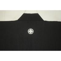 拾10380【新企画・男の弓道用高級着物】本絹羽二重 黒紋付着物 裄71丈150К 丸に隅立て四ツ目