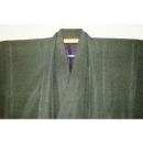 弐11304RM 本絹丹後縮緬紬 男着物羽織 裄69丈135К渋緑茶色霰文様 茶人好み 織が凄い