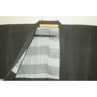 弐11304RM 本絹丹後縮緬紬 男着物羽織 裄69丈135К渋緑茶色霰文様 茶人好み 織が凄い