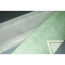 弐11311RM 男角帯 本絹銀糸西陣織角帯К銀地銀欄銀緑 古典裂取り稲妻菱と沙綾形の両面全通 別誂