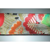 弐11314RM 男角帯 本絹西陣錦織К黒地金襴・御所解き鶴松 おめでたい 金属糸使 用 別誂え