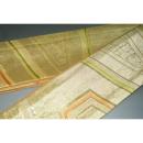 弐11331RM 男角帯 本絹西陣織 К沈金色地箔引き重ね亀甲文様 極上新品 金属糸使用 季節の帯に