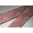 拾11346RM 女性袴下帯 シルク化繊西陣織К鳶茶色に金襴二重亀甲の八重花菱文様 全通 新品別誂え