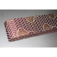 拾11346RM 女性袴下帯 シルク化繊西陣織К鳶茶色に金襴二重亀甲の八重花菱文様 全通 新品別誂え