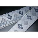 拾11347RM 女性袴下帯 シルク化繊西陣織К青灰銀ネズ 花菱文様 全通 新品別誂え