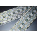 拾11348RM 女性袴下帯 シルク化繊西陣織К灰色と金の桧垣市松に花菱文様 全通 新品別誂え