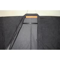 弐11395RM 帆布・綿ビロード 男着羽織 裄74丈95К鉄紺玉虫色 新品 別珍織