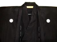 男着物袷と羽織セット「洗える黒紋付ニューライト」  化繊光沢羽二重調  新品 5サイズ