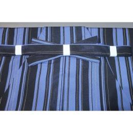 化繊行灯袴 紐下93・95 К黒と青紫と金の矢鱈縞 おしゃれ行灯袴 着物男子の嗜みに如何でしょうか