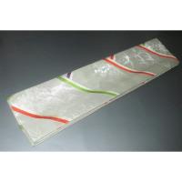 弐11411RM 男角帯 本絹西陣織銀欄К本絹銀糸使用の銀地銀欄に鶴吉祥文様 別誂え