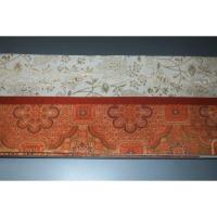 弐11412RM 男角帯 本絹西陣織К唐織り銀色地シルクロード 果樹文様 極上品 切り返し仕立て 別