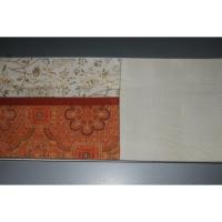 弐11412RM 男角帯 本絹西陣織К唐織り銀色地シルクロード 果樹文様 極上品 切り返し仕立て 別