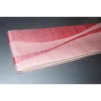 弐11421RM 男角帯 絹交ぜ織り西陣織К繻子織 緋桜流線形 芭蕉色の金筋縞 上仕立て全通 新品別