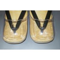 【時雨履き雪駄Lサイズ限定】時雨履き雪駄・男物 Κ 黒鼻緒に透明カバー 黄千葉アメゴム底