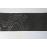 弐11424RM 男角帯 本絹西陣織К黒繻子 落花流水 新品 上仕立て 10cm幅仕立て 昇段祝いに