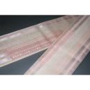 弐11430RM 男角帯 絹交ぜ織り西陣織К繻子織桜色地鹿の子縞 芭蕉色の金筋縞 上仕立て全通 いい