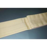 弐11430RM 男角帯 絹交ぜ織り西陣織К繻子織桜色地鹿の子縞 芭蕉色の金筋縞 上仕立て全通 いい