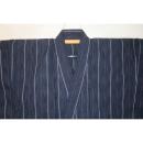 弐11522RM 綿麻近江上布 男着物単衣浴衣 裄73丈143К透かし織 藍色地にスジ縞・五月雨飛白