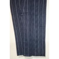 弐11522RM 綿麻近江上布 男着物単衣浴衣 裄73丈143К透かし織 藍色地にスジ縞・五月雨飛白