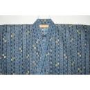 弐11524RM 遠州木綿紅梅 男着物単衣浴衣 裄71丈147К青藍の二重ロウケツ染調 新品 大人柄