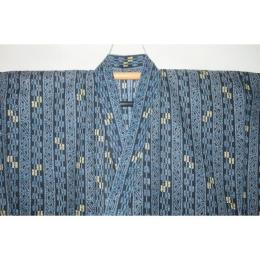 弐11524RM 遠州木綿紅梅 男着物単衣浴衣 裄71丈147К青藍の二重ロウケツ染調 新品 大人柄