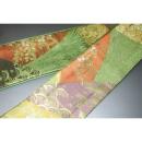 弐11530RM 男角帯 本絹西陣織練貫К抹茶色地 裂取り古典文様 別誂え