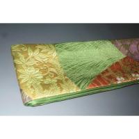 弐11530RM 男角帯 本絹西陣織練貫К抹茶色地 裂取り古典文様 別誂え