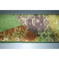 弐11530RM 男角帯 本絹西陣織練貫К抹茶色地 裂取り古典文様 別誂え