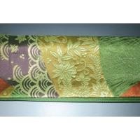 弐11530RM 男角帯 本絹西陣織練貫К抹茶色地 裂取り古典文様 別誂え