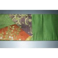 弐11530RM 男角帯 本絹西陣織練貫К抹茶色地 裂取り古典文様 別誂え