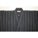 弐11531RM 綿麻近江上布 男着物単衣浴衣 裄70丈148К黒地のスジ縞飛白 新品