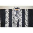 弐11532RM 遠州綿紅梅紬 男の高級浴衣着物単衣 裄70丈150К染め分け陰陽麻の葉 紺と白 新