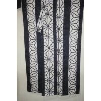 弐11532RM 遠州綿紅梅紬 男の高級浴衣着物単衣 裄70丈150К染め分け陰陽麻の葉 紺と白 新