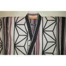 弐11558RM 遠州綿紅梅紬 男の高級浴衣着物単衣 裄69丈145К白地大柄 組木麻の葉縞 新品上