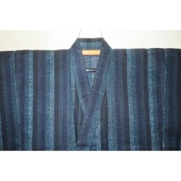 弐11559RM 遠州綿紅梅 男の染絣の着物浴衣単衣 裄68丈150Кカツオ縞の暈し染め絣縞 新品