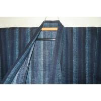 弐11559RM 遠州綿紅梅 男の染絣の着物浴衣単衣 裄68丈150Кカツオ縞の暈し染め絣縞 新品