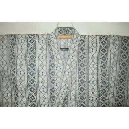 弐11573RM 遠州木綿紅梅 男着物単衣浴衣 裄72丈142К象牙色の二重ロウケツ染調 新品 大人