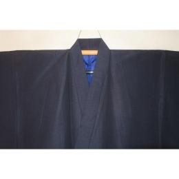 拾10321RM シルク化繊丹後縮緬お召調 男着物袷 裄71丈146К濃紺・無地感 新品 茶人好み