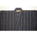 弐11597RM 遠州織綿麻 男着物単衣 裄73丈146К透かし織 黒地に飾り縞 新品
