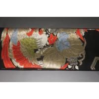 弐11779RM 男角帯 本絹西陣織 К黒地金襴 桐鳳凰の丸 新品 豪華な織 別誂え