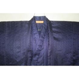 拾11790RM シルク化繊丹後縮緬調 男着物羽織 裄75丈146К紺瑠璃濃淡・業平菱 洗えるお召調