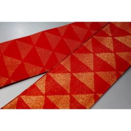弐10836RM 男角帯 本絹西陣練貫 К紅色時金襴練貫 鱗文様 極上新品 全通 別誂え