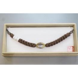 弐12006RM 漆細工の男物羽織紐 К皆中オリジナル一点物 唐茶の組紐 新品 作家物一点物 メタリ