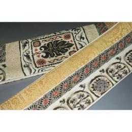 弐11180RM 男角帯 本絹西陣織練貫К 金糸緞子と忍び返し古代壁画文様 別誂え