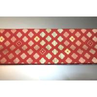 弐11191RM 男角帯 本絹西陣織練貫 К緋色地に花角・花十字文様 極上新品 別誂え