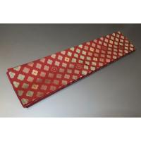 弐11191RM 男角帯 本絹西陣織練貫 К緋色地に花角・花十字文様 極上新品 別誂え